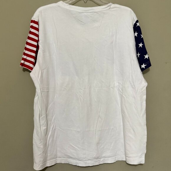 Victoria’s Secret PINK USA Flag Sleeve Tee – Red, White & Blue Logo Top Size L - Picture 2 of 4